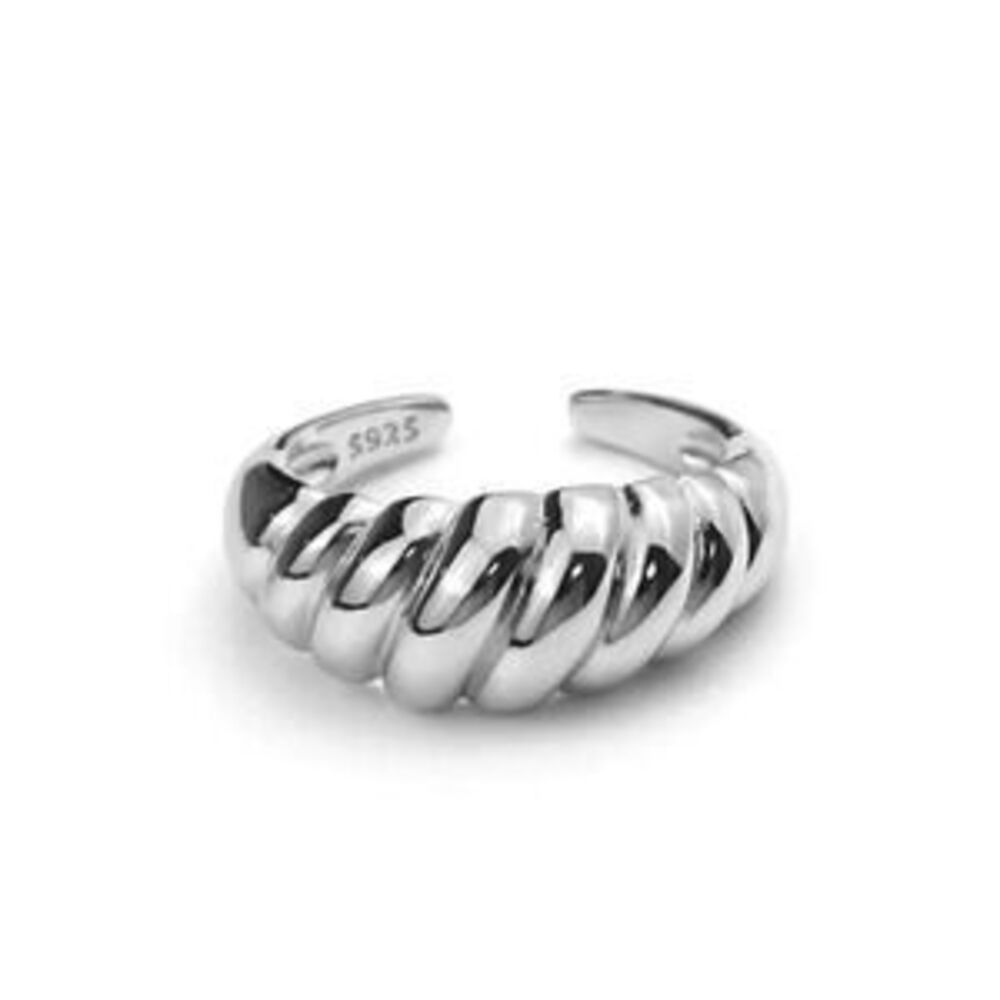 925 Sterling Silver Dome Croissant Ring Size 7